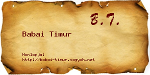 Babai Timur névjegykártya
